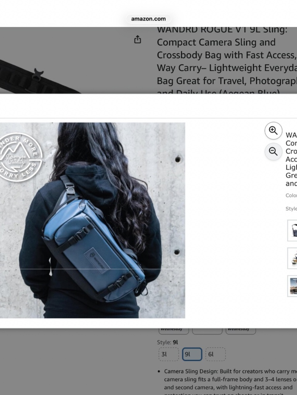 WANDRD ROGUE V1 9L Sling - Agean Blue - Picture 2 of 7